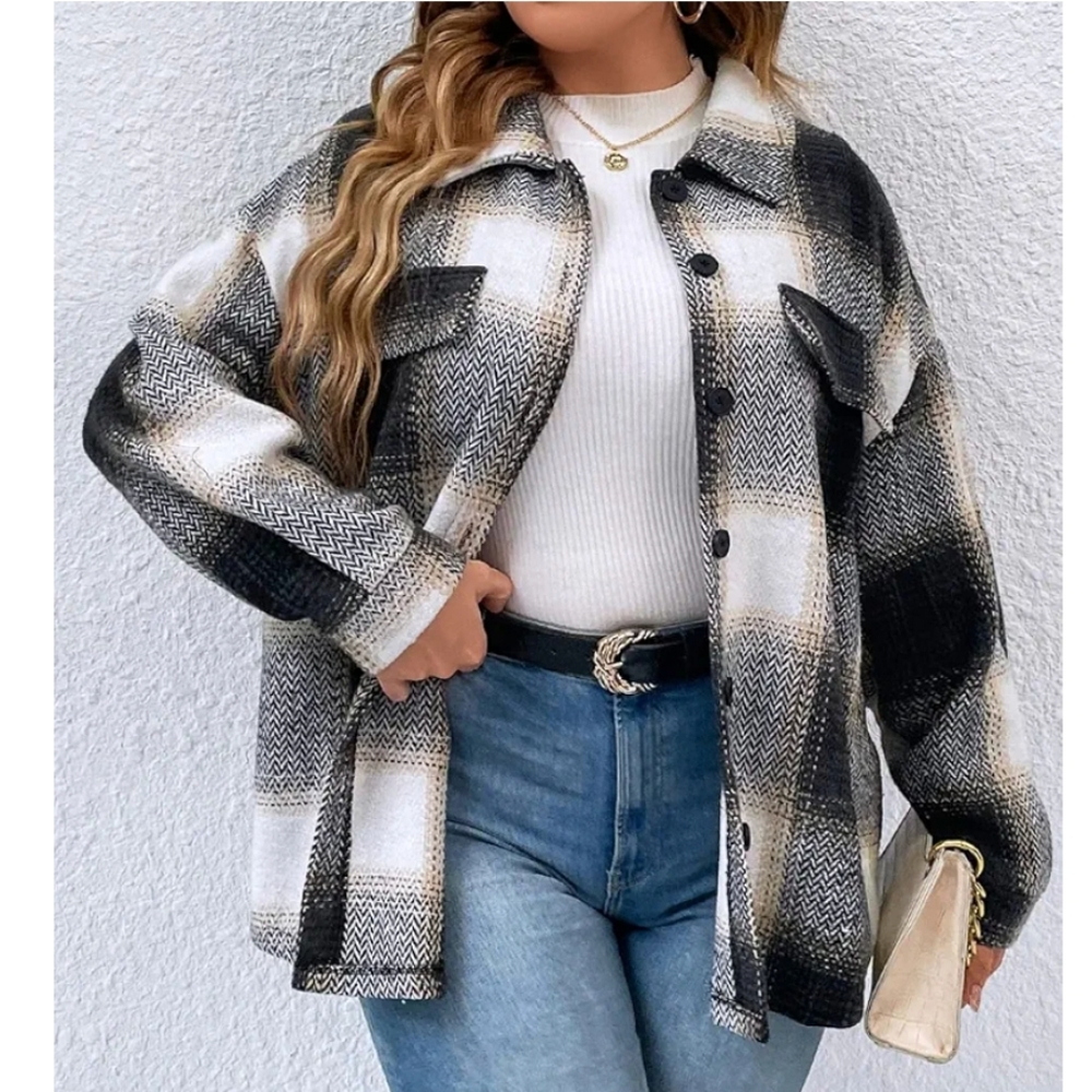 Amazon Women's Black and White Plaid Jacket